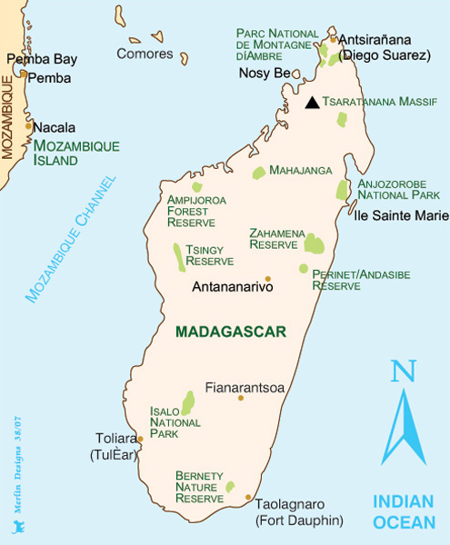 map of madagascar and surrounding islands. Madagascar Map