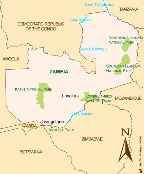 map of zambia. Zambia Map
