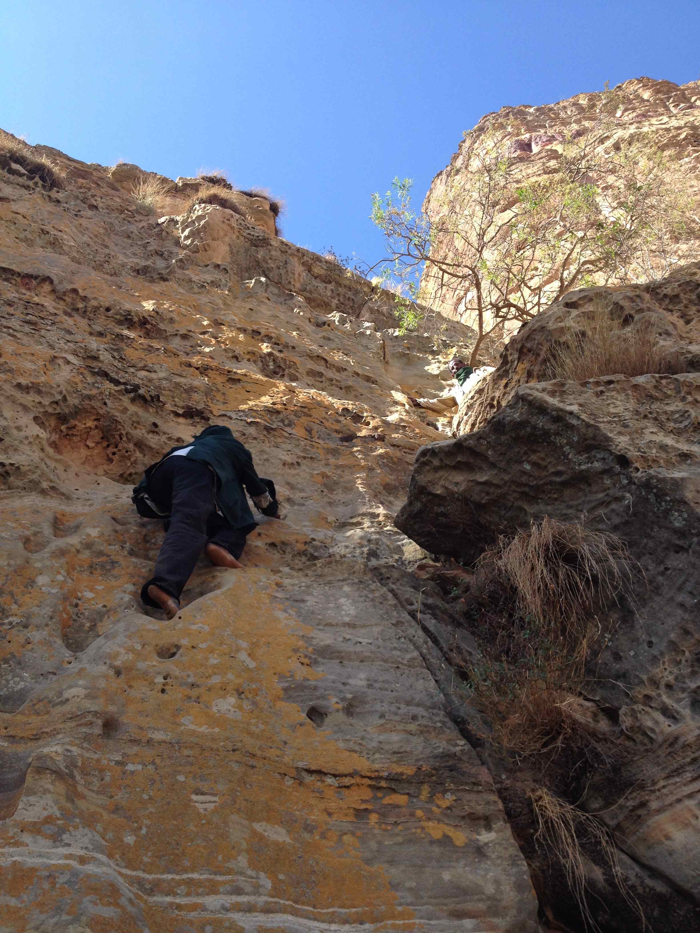 Climb to Abune Yemata rock church, Tigrai, Ethiopia 