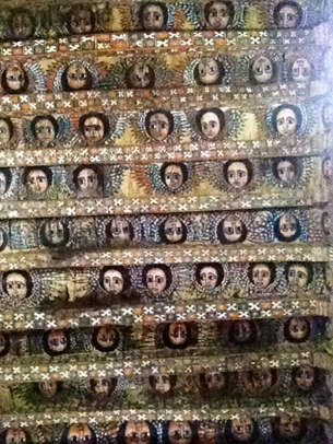 Murals on the ceiling of Debre Birban Selassie church